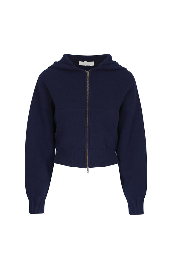 Lisa Yang Lilia Navy Blue Hooded Zip Cardigan - view 1