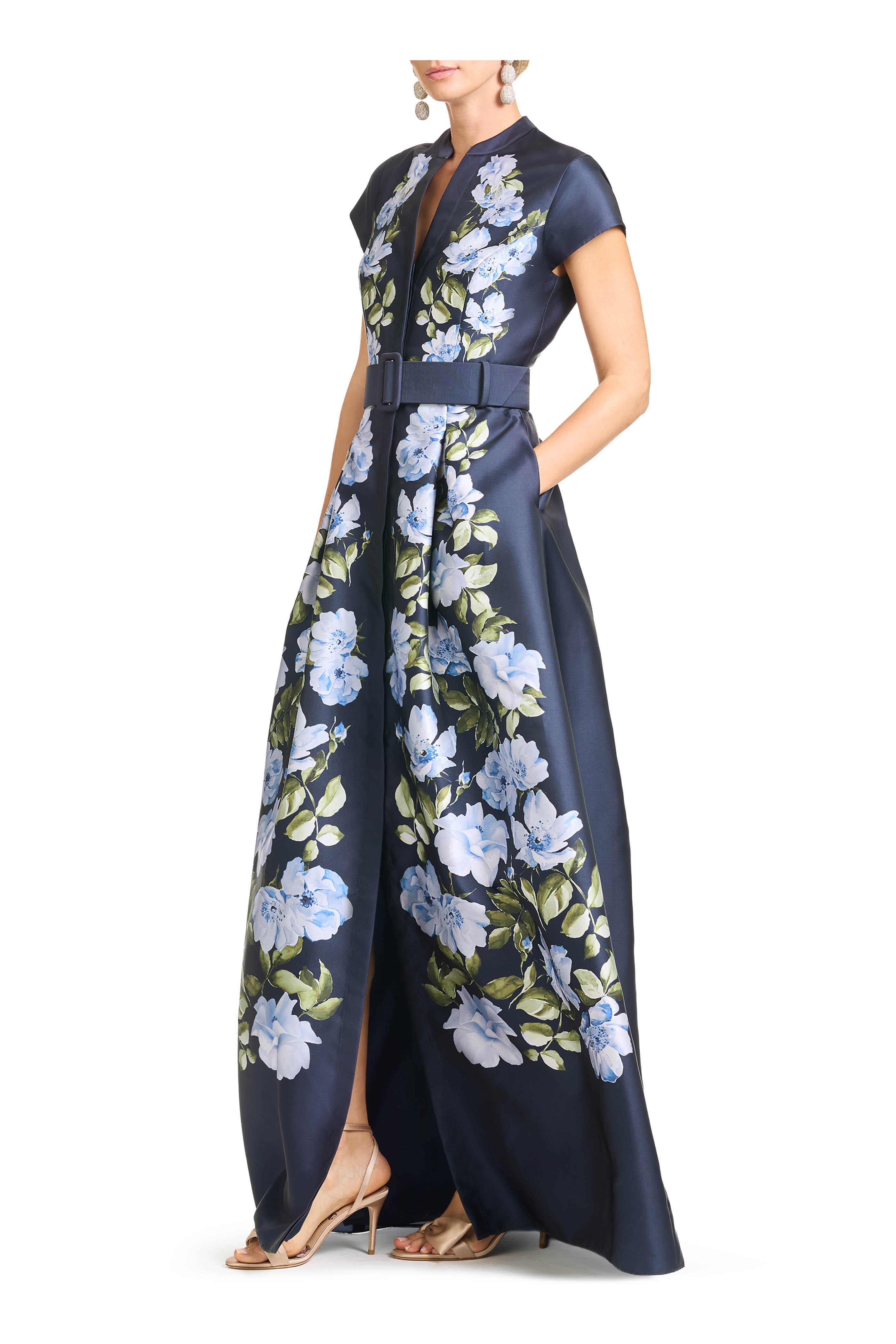 Sachin + Babi - Marta Navy Floral Print Gown