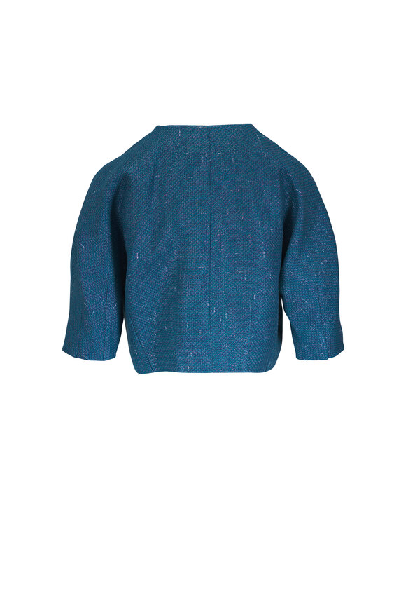 Kiton Turquoise Cropped Bracelet Sleeve Jacket - view 3