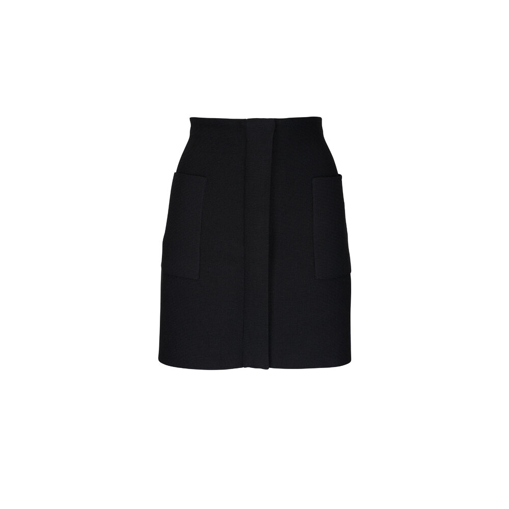 Scanlan Theodore - Black Crepe Knit Patch Pocket Mini Skirt