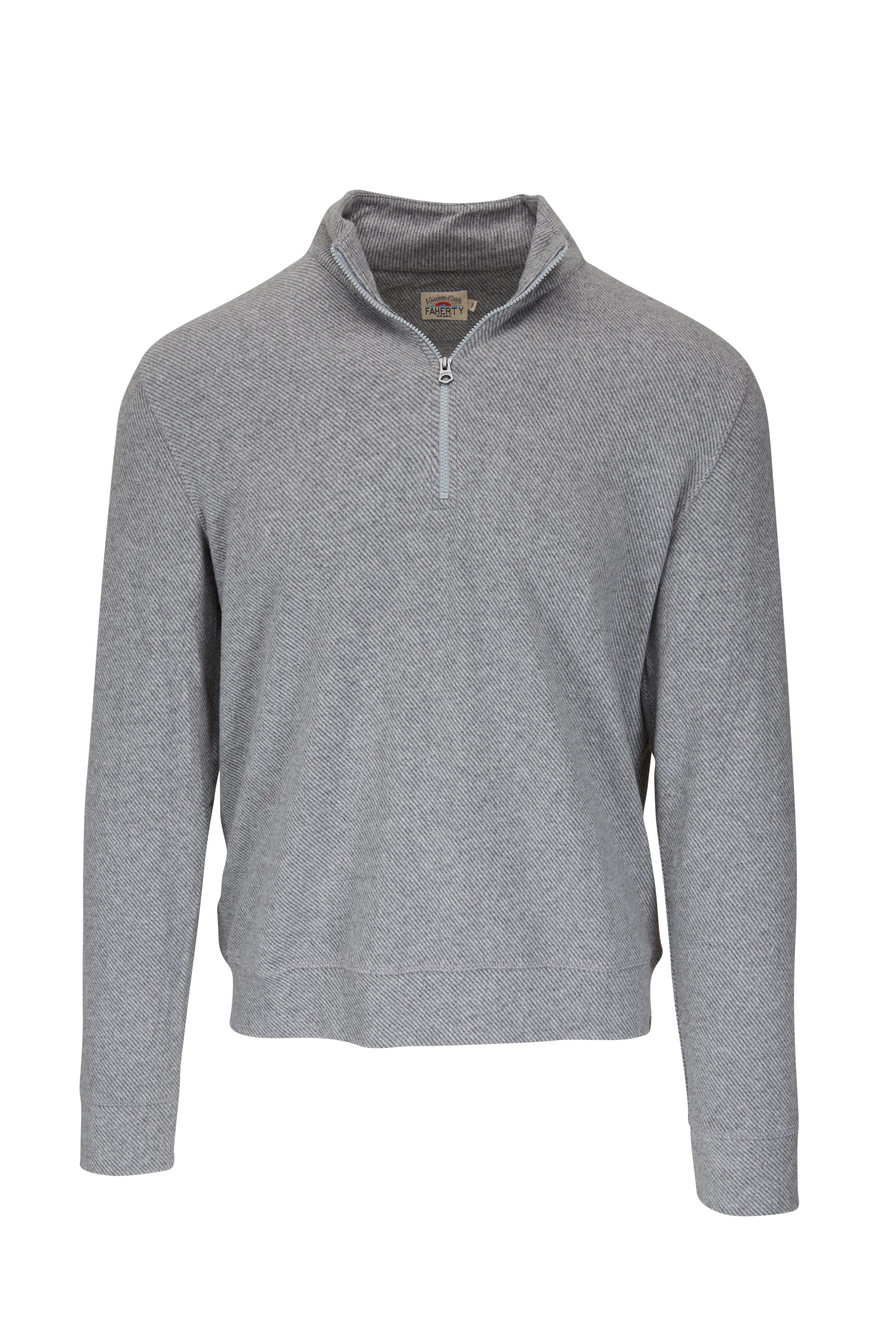 Faherty Brand Legend™ Gray Twill Quarter Zip Pullover
