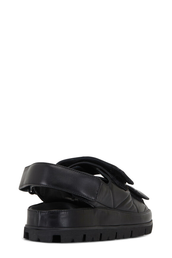 Prada - Black Padded Leather Double Strap Sandal, 20mm