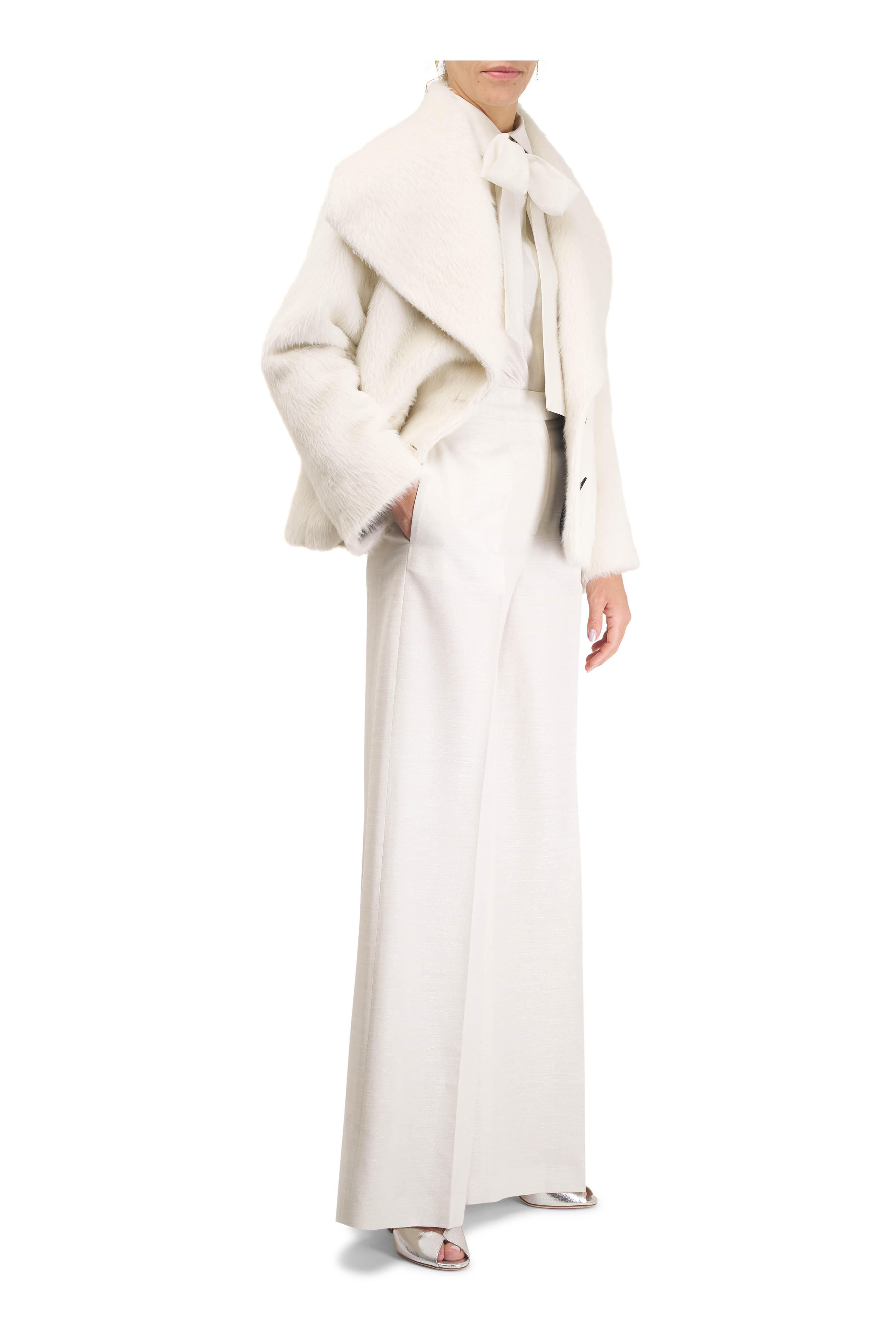 Kiton - Cream Wool Lurex Sheen Blouse