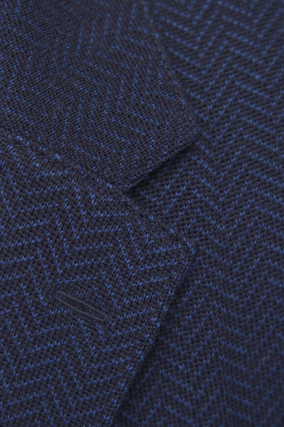 Patrick Assaraf - Chevron Knit Navy Wool Sportcoat