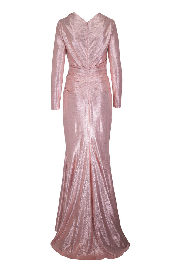 Talbot Runhof Blush Draped Mirrorball Stretch Evening Gown - view 4