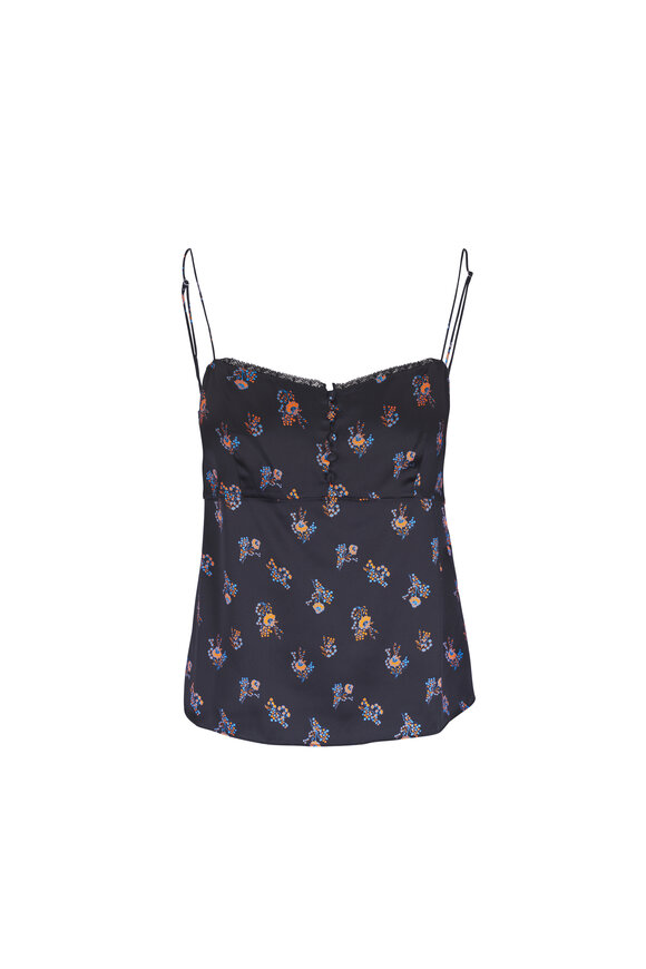 Dorothee Schumacher Shiny Daydream Navy & Orange Silk Cami