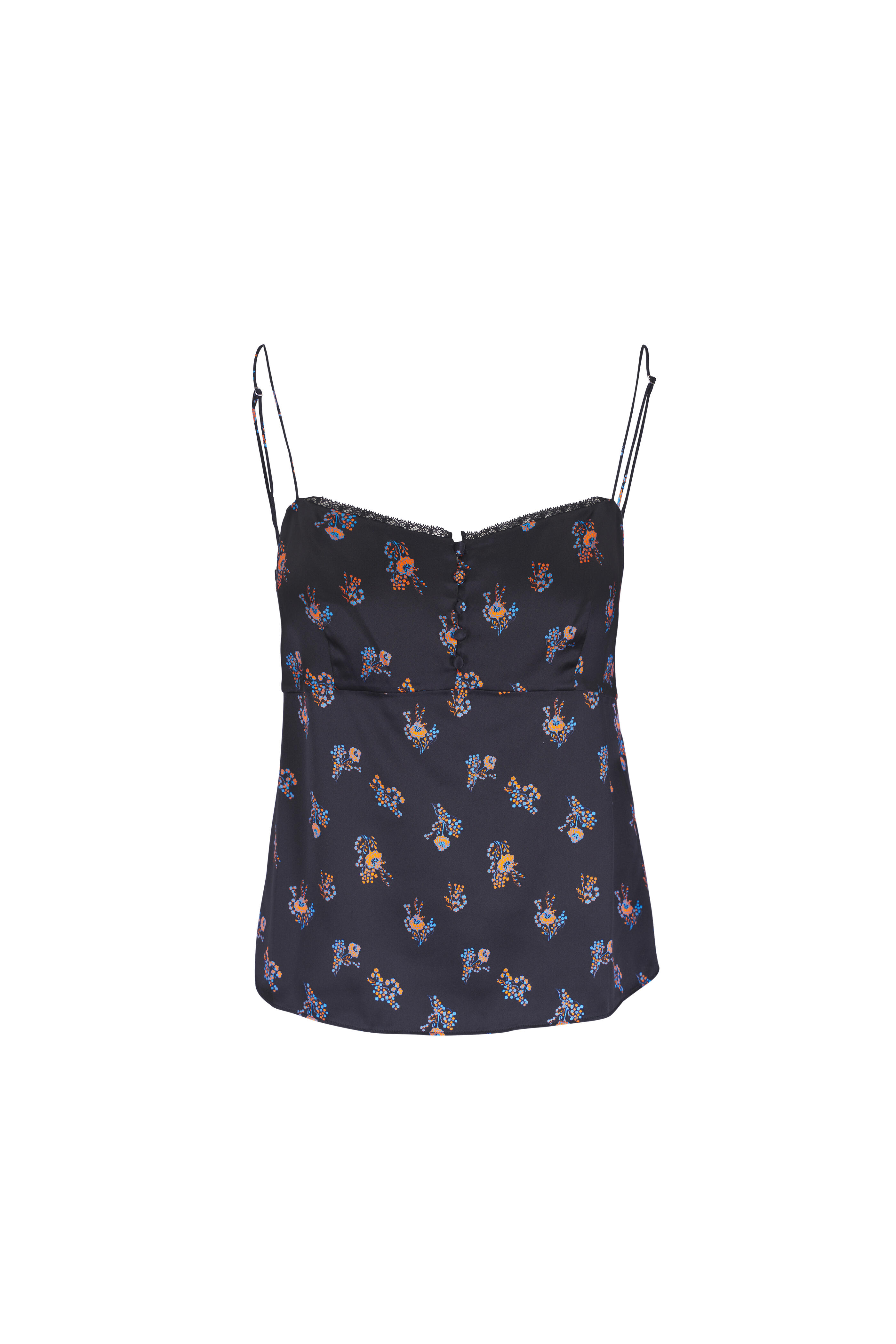 Dorothee Schumacher - Shiny Daydream Navy & Orange Silk Cami