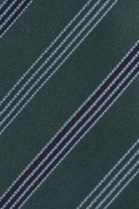 Kiton Dark Green Stripe Silk Necktie - view 2