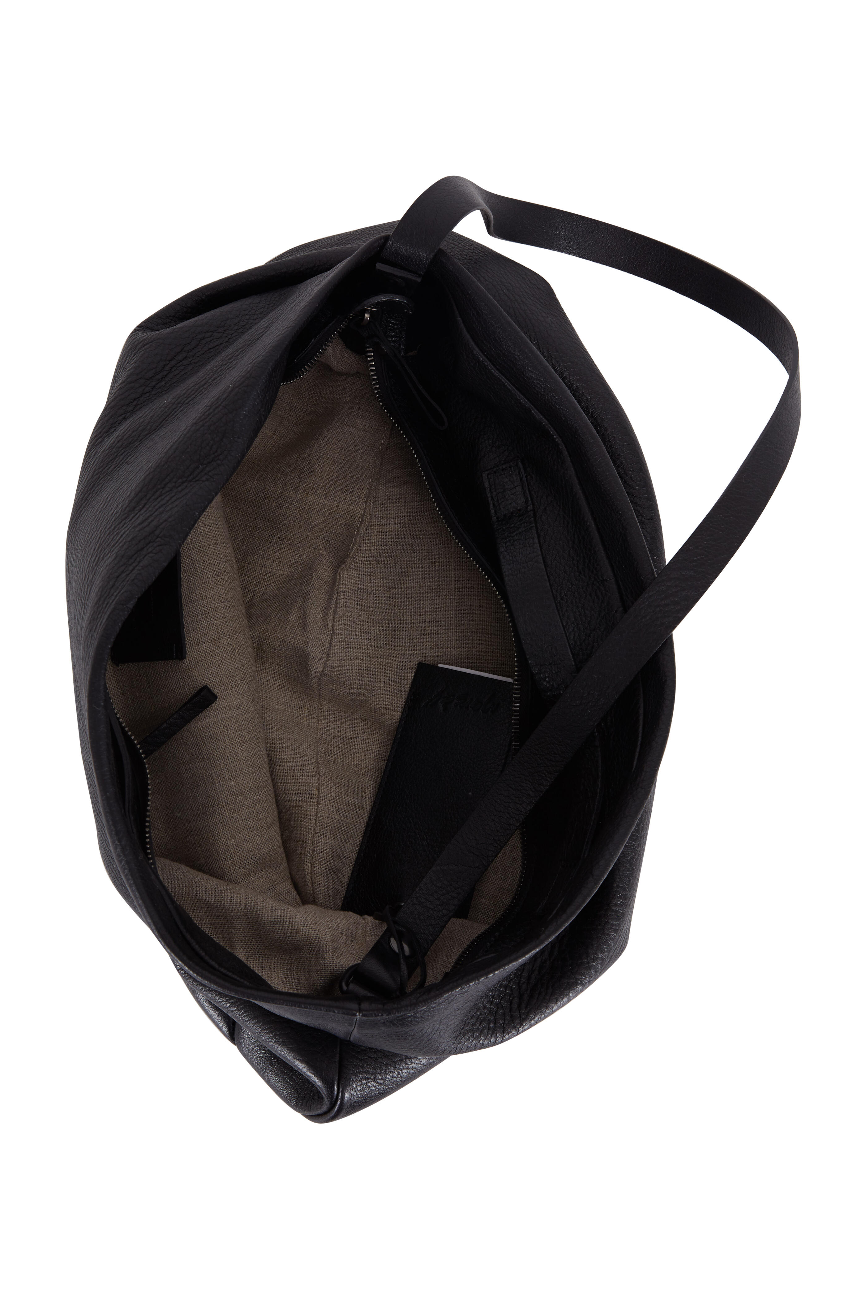 Marsell - Black Leather Asymmetrical Large Shoulder Bag