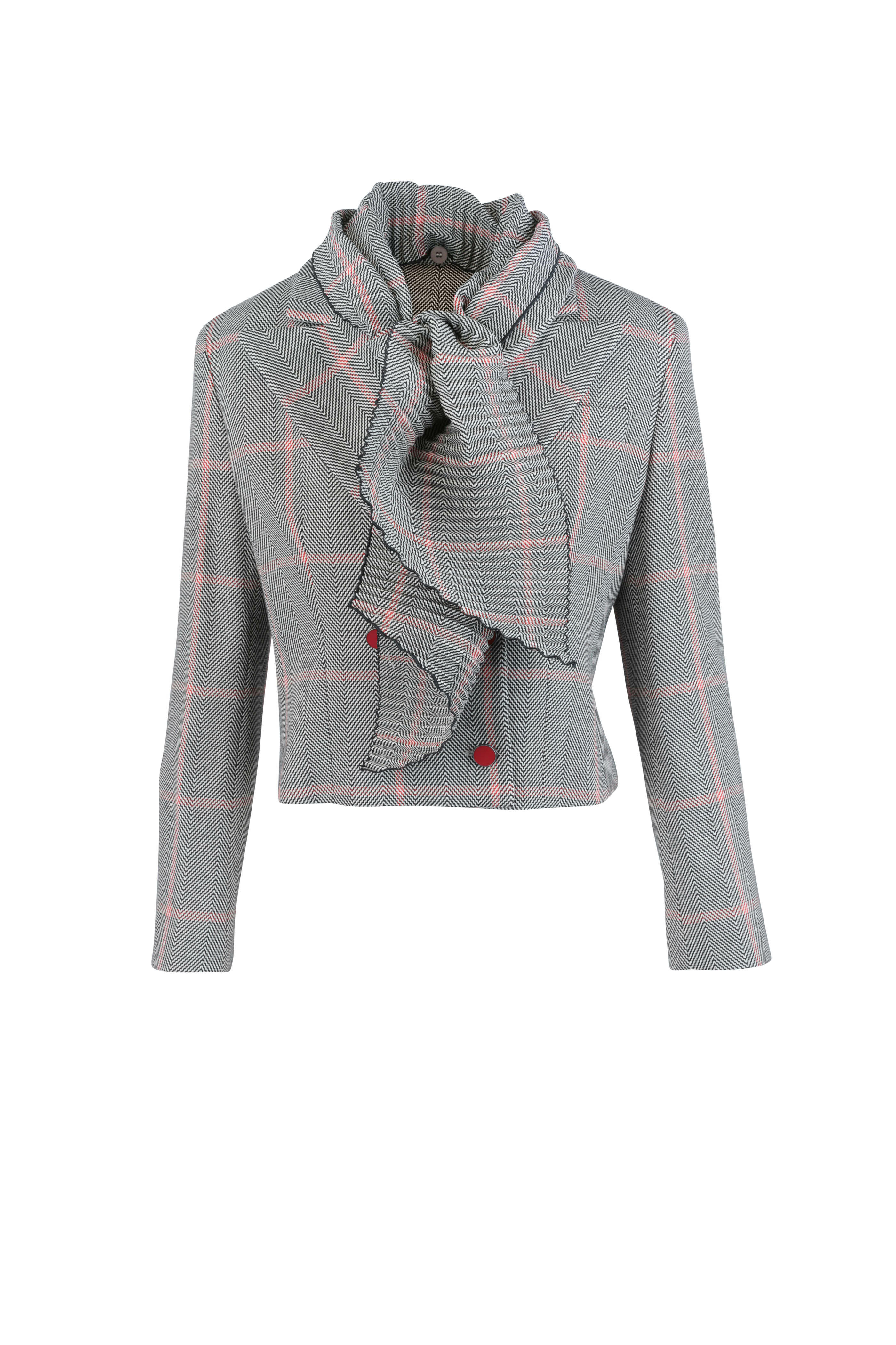 Giorgio Armani - Chevron Print Wool Plissé Scarf Jacket