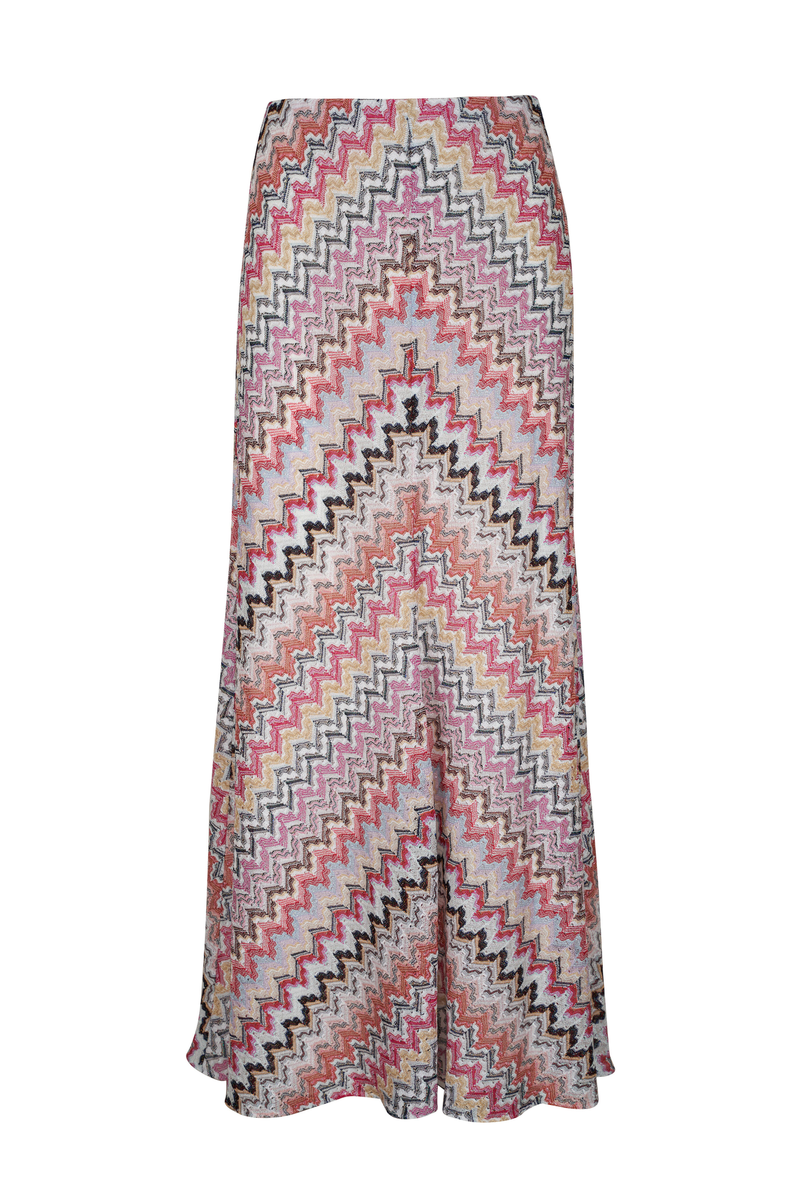 Missoni - Pink Multi Wavy Zig Zag Lamé Maxi Skirt