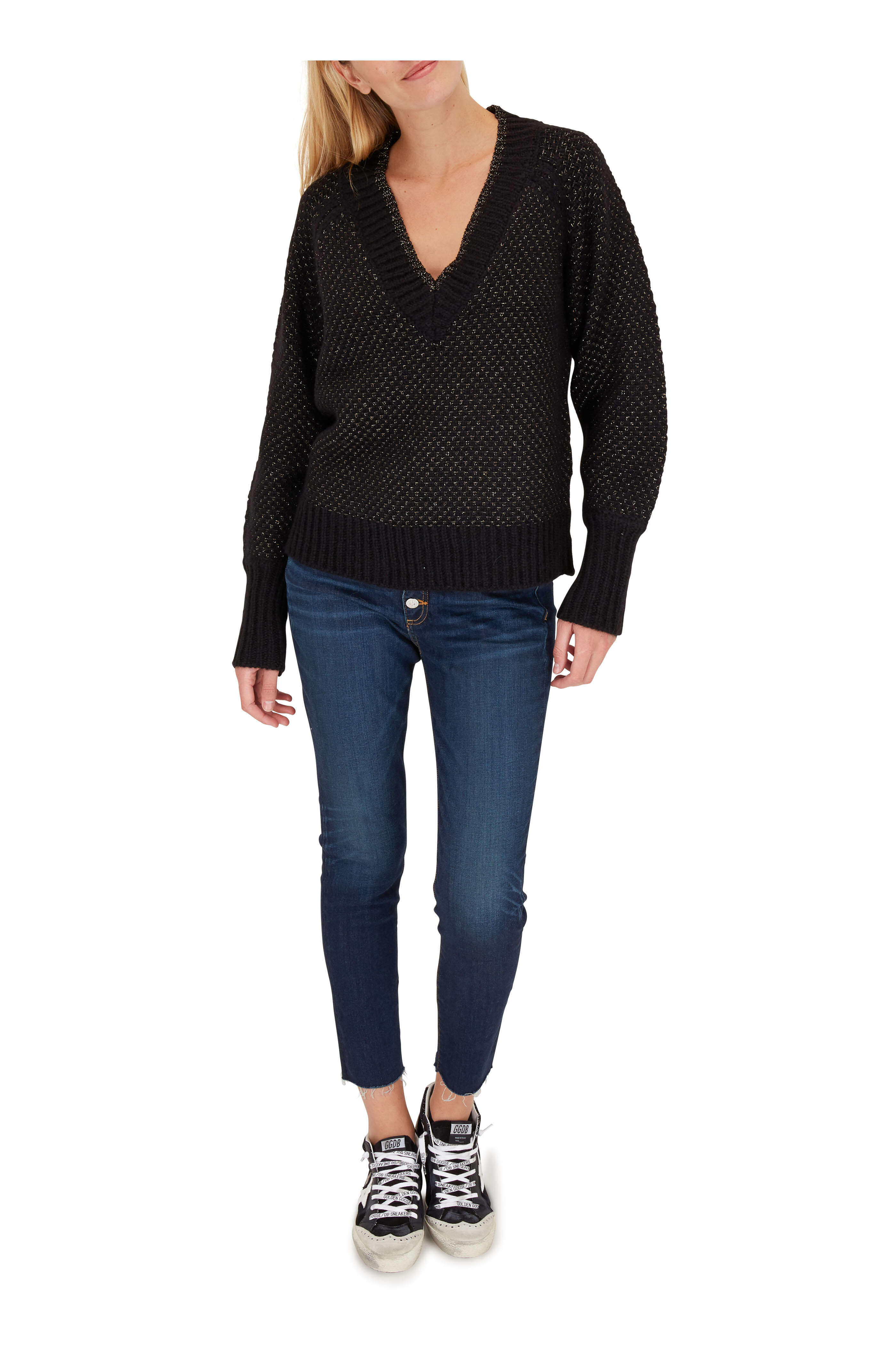 Veronica Beard - Kate Black High-Rise Split Hem Skinny Jean