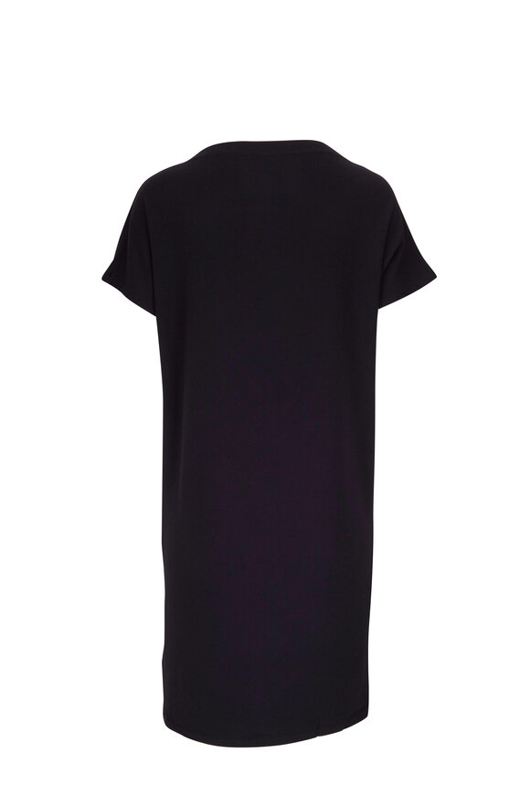Majestic - Black French Terry Short Sleeve T-Shirt Dress