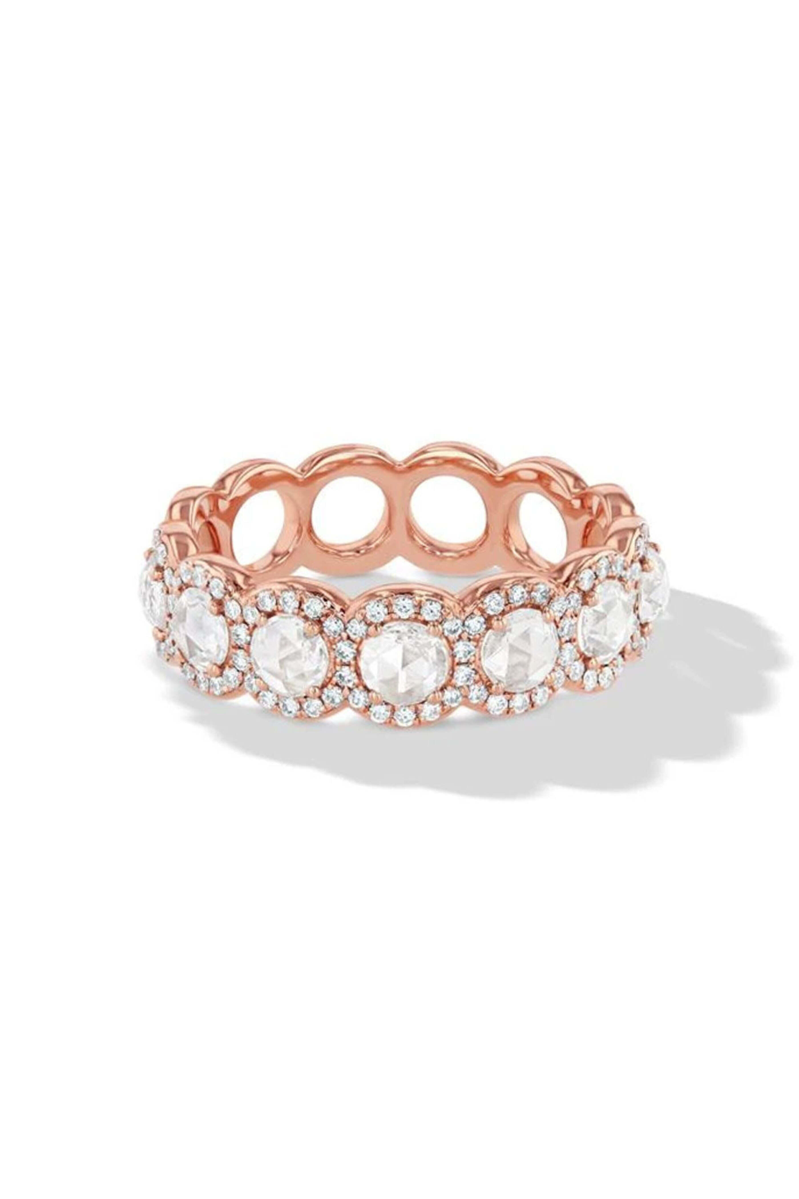 64 Facets - Rose Gold Diamond Scallop Ring Band