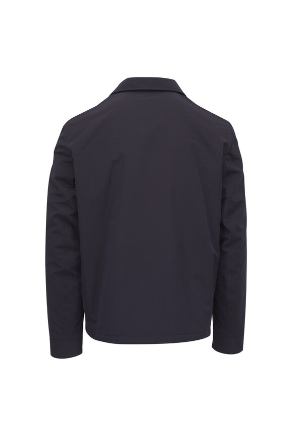 Brunello Cucinelli Navy Nylon Snap Front Jacket - view 3