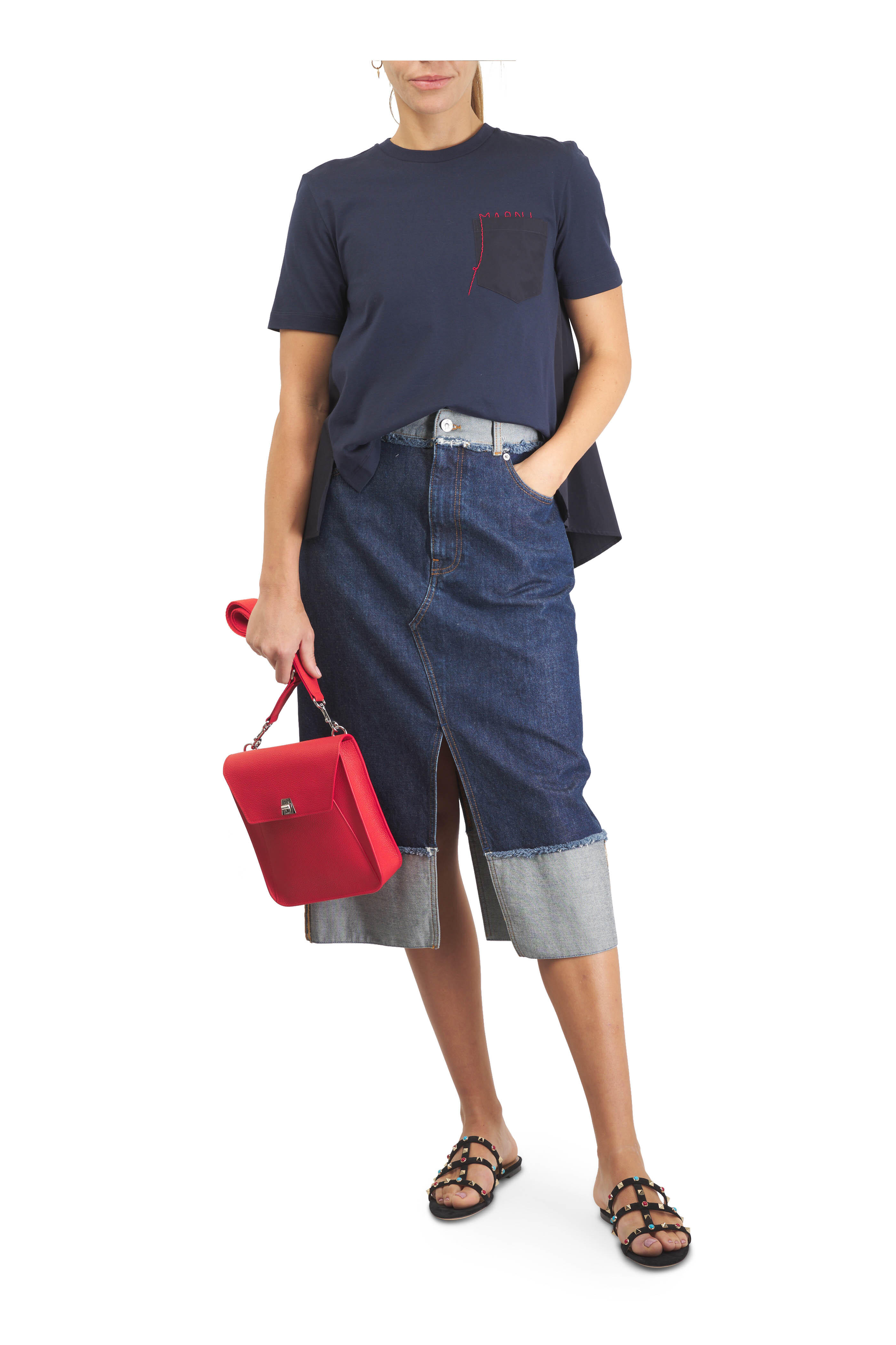 Marni - Black & Blue Cotton Jersey Pocket T-Shirt