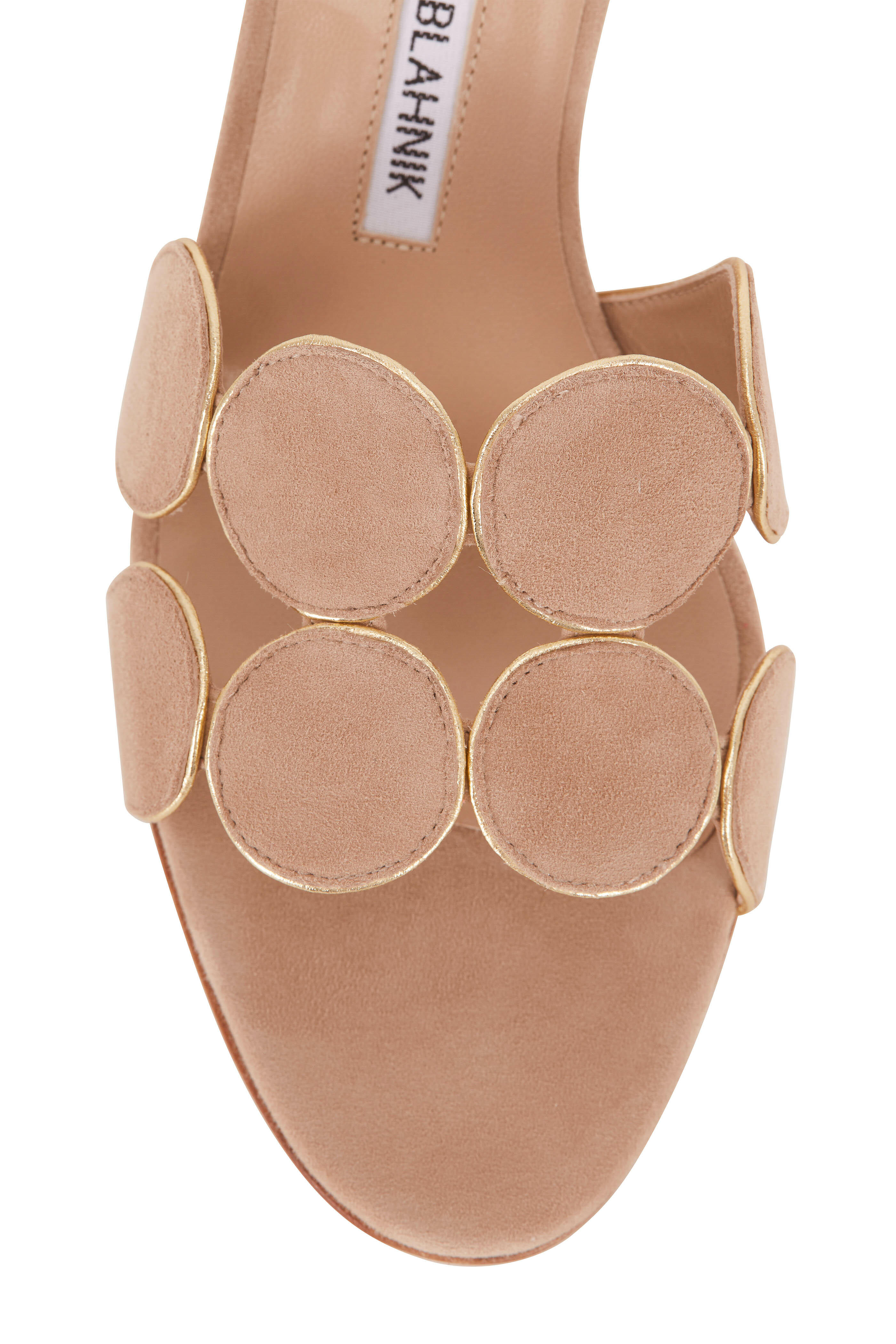 Manolo Blahnik - Hairibal Nude Suede Piped Circle Mule, 50mm