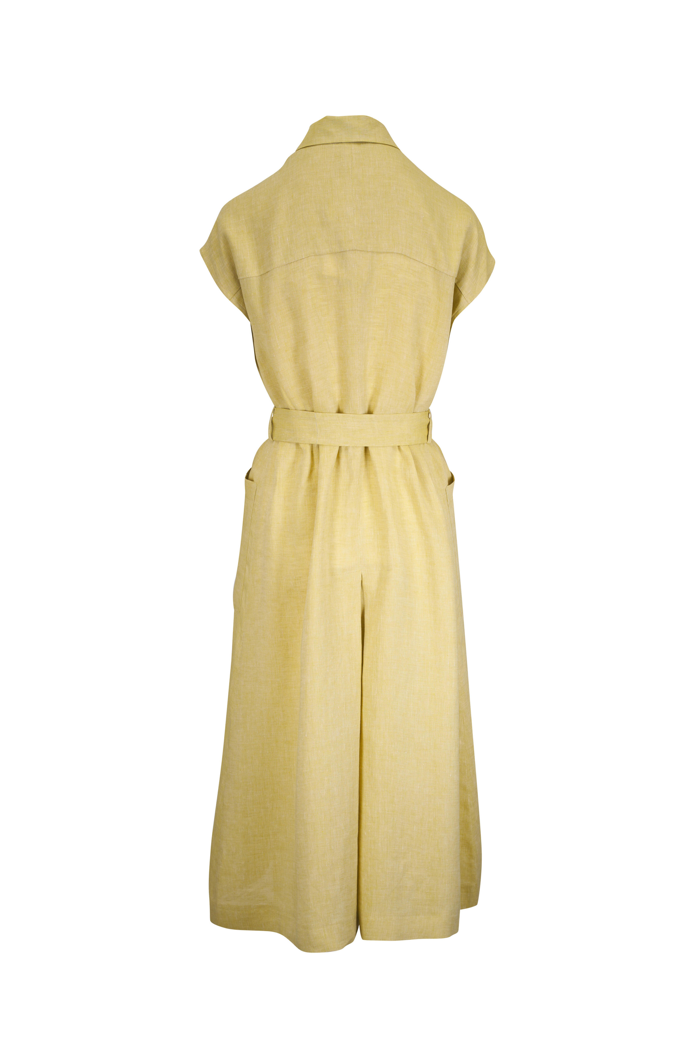 Antonelli - Manchester Pale Yellow Linen Midi Dress