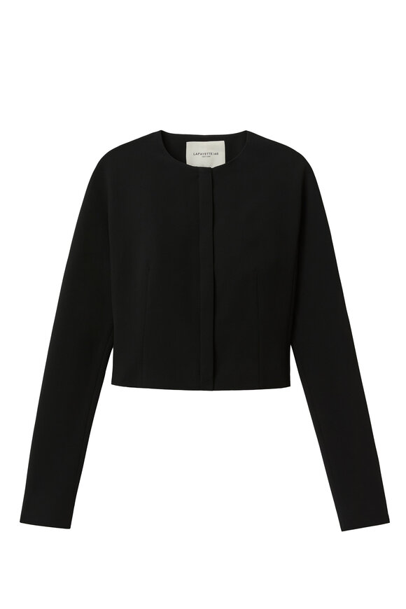 Lafayette 148 New York Black Responsible Finesse Crepe Cropped Jacket - view 6