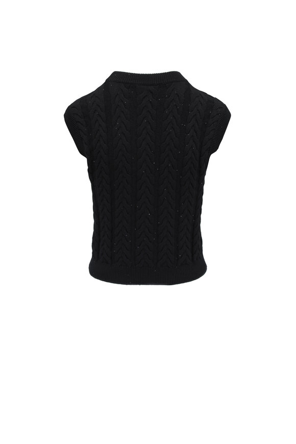 Brunello Cucinelli - Dazzling Black Cotton Cable Knit Tank