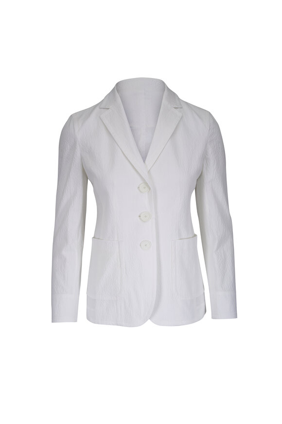 Akris Punto Cream Seersucker Jacket