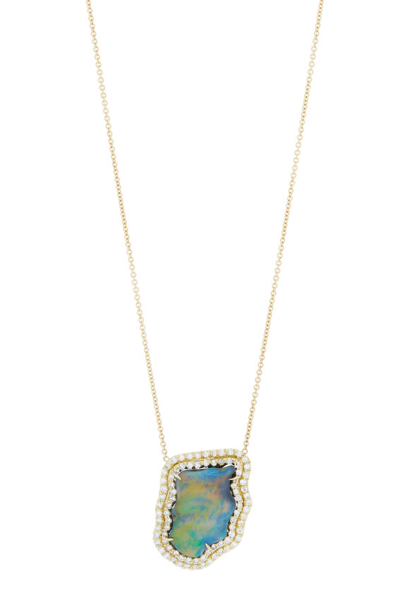 Kimberly McDonald - 18K Gold Lightning Ridge Opal & Diamond Pendant