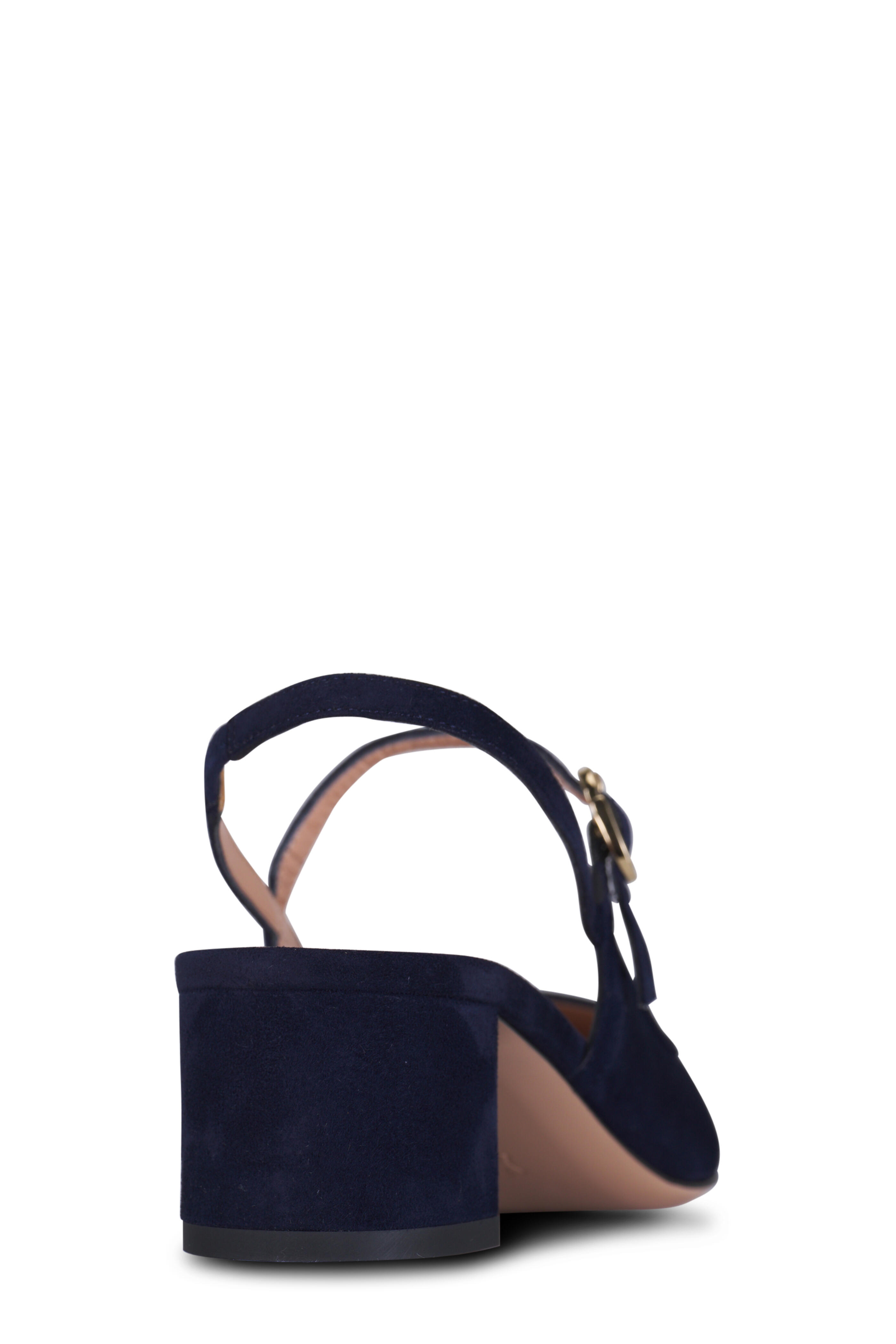 Gianvito Rossi - Allette Navy Suede Slingback, 45mm