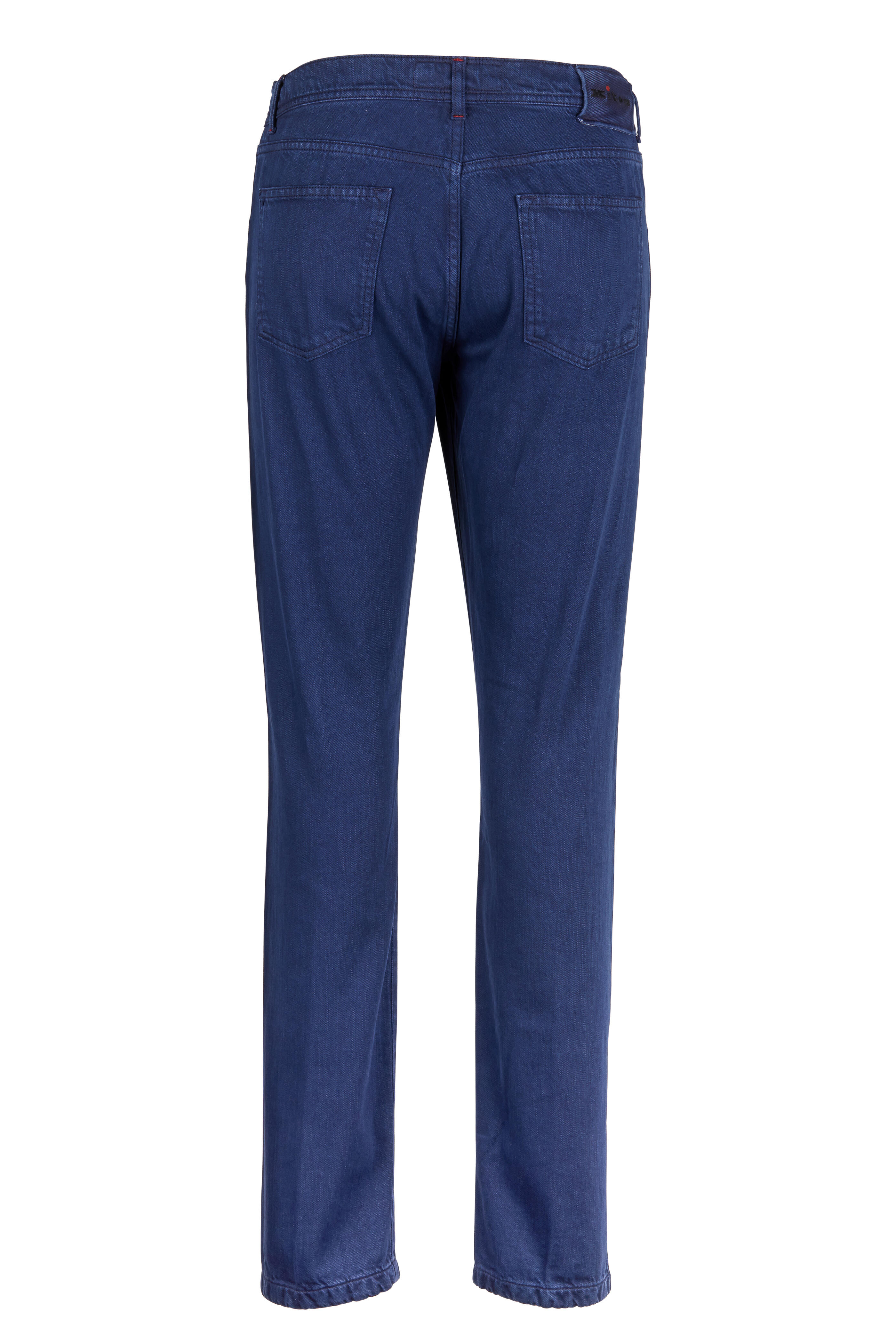 Kiton - Navy Blue Brushed Twill Jeans | Mitchell Stores