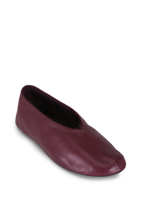 The Row Stella Carmine Shearling Lined Flat - view 1