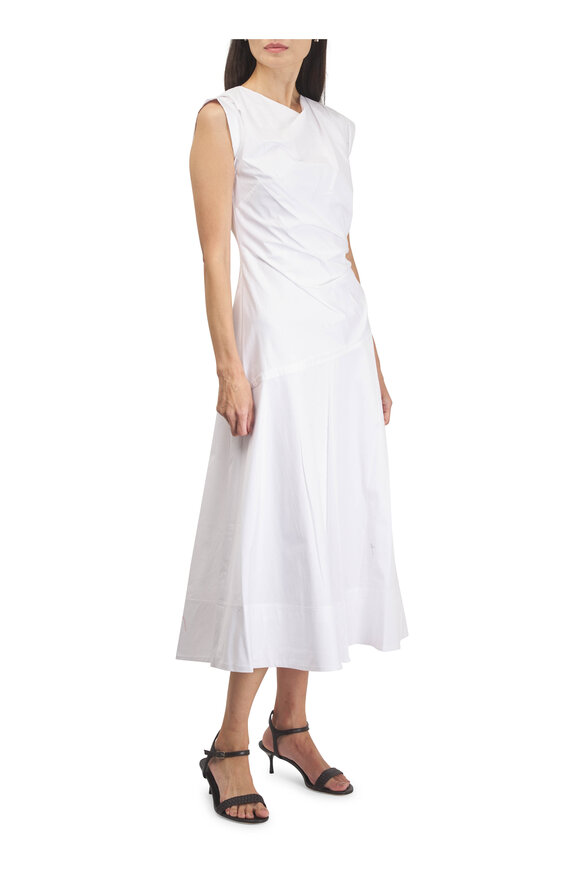 Veronica Beard Lisette White Cotton Poplin Midi Dress - view 2