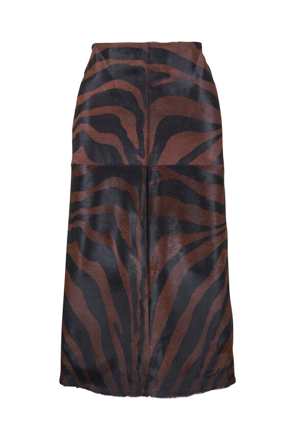 Simkhai Tobiana Brown & Black Zebra Print Midi Skirt - view 1