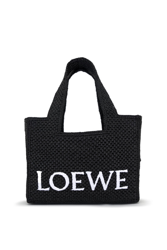 Loewe Small Black Raffia Loewe Font Tote 