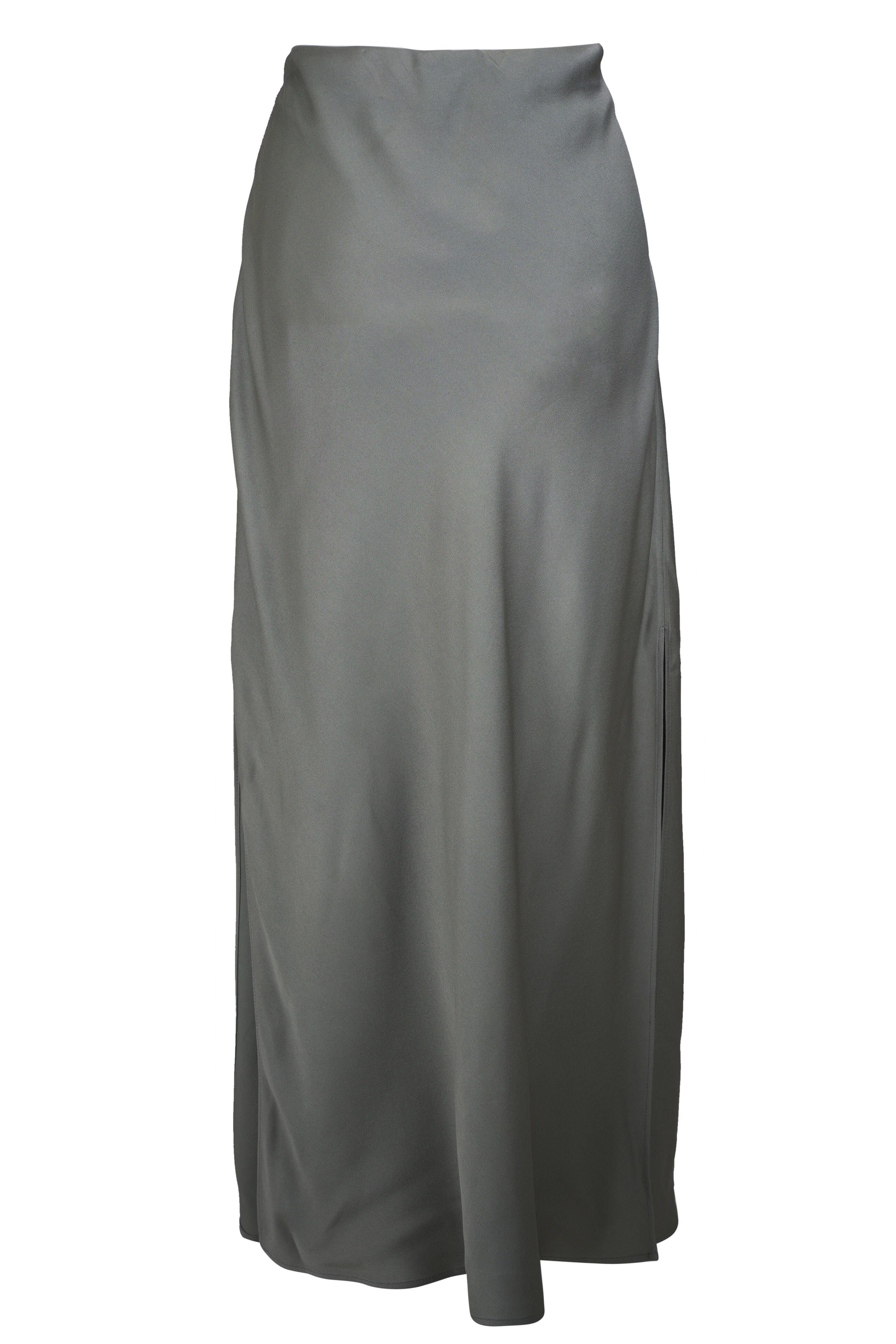 Brunello Cucinelli - Olive Satin Fluid Bias Cut Skirt