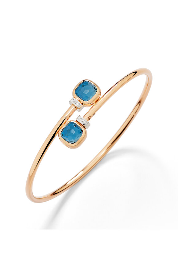 Pomellato 18k Rose Gold Blue Topaz Nudo Mini Bangle