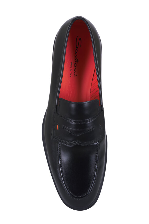 Santoni - Easy Black Leather Loafer