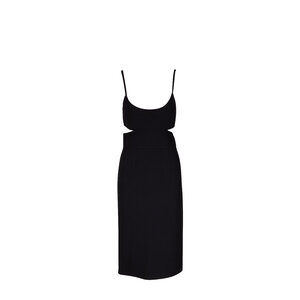 black midi bodycon dress with sleeves TA3 Squarey Long Sleeve Dress - Black - 2X