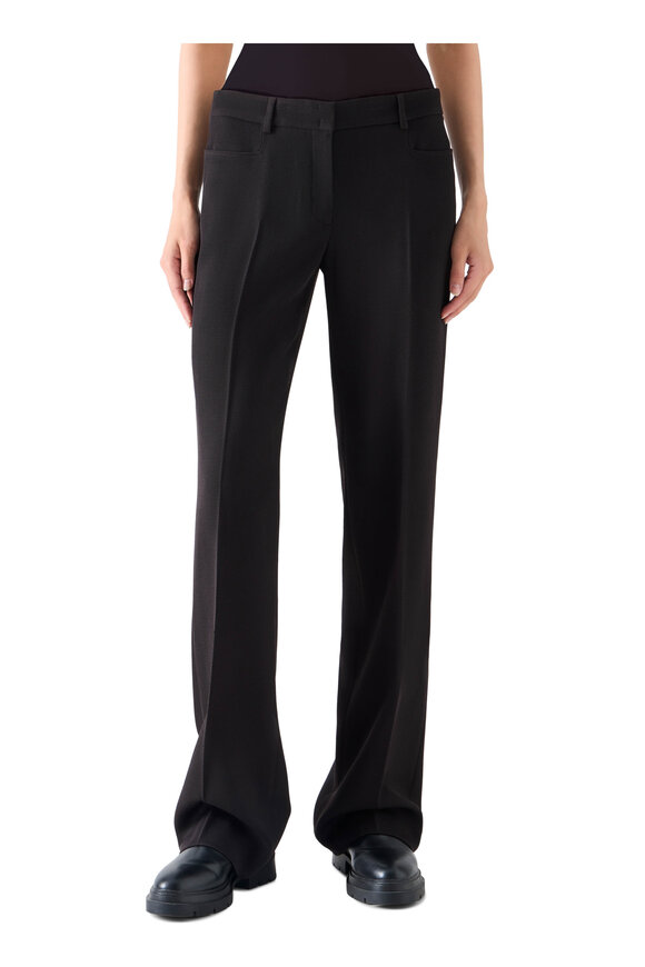 Akris Punto Mikka Espresso Wool Tricotine Straight-Leg Pant - view 2