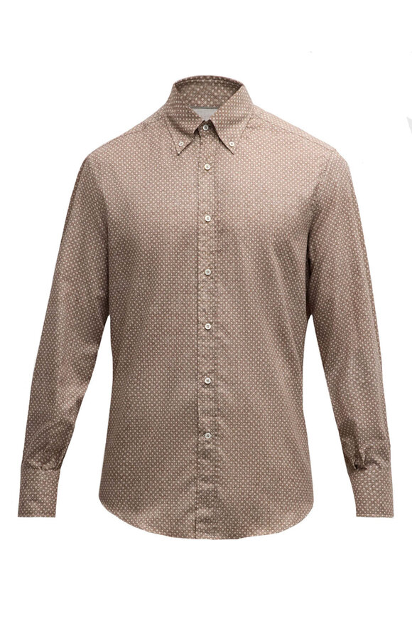 Brunello Cucinelli - Tan Wide Striped Linen Blend Sport Shirt