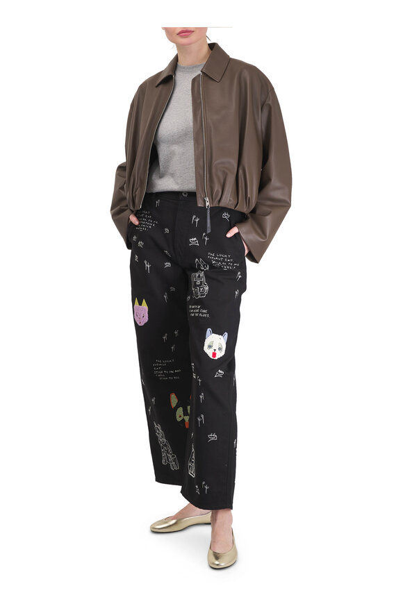 Loewe Dark Moss Draped Leather Jacket - view 2