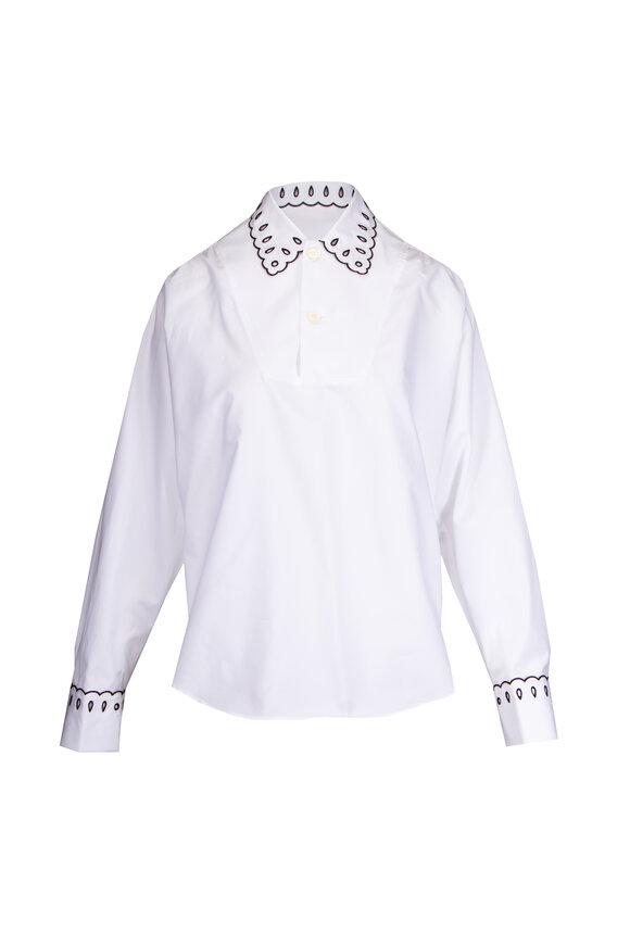 Marni Black & White Cotton Poplin Button Up Blouse - view 1