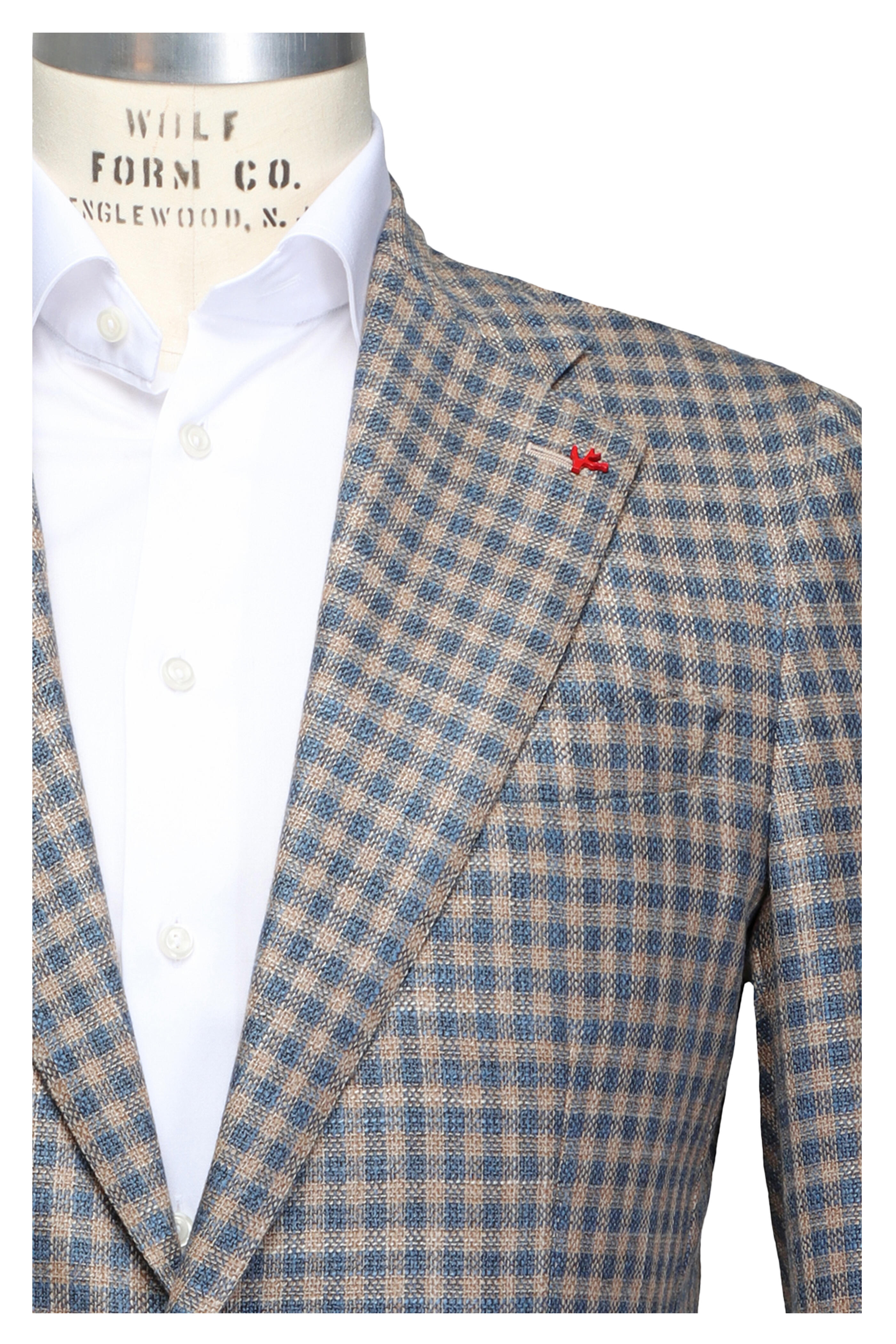 Isaia - Steel Blue & Flax Check Sportcoat