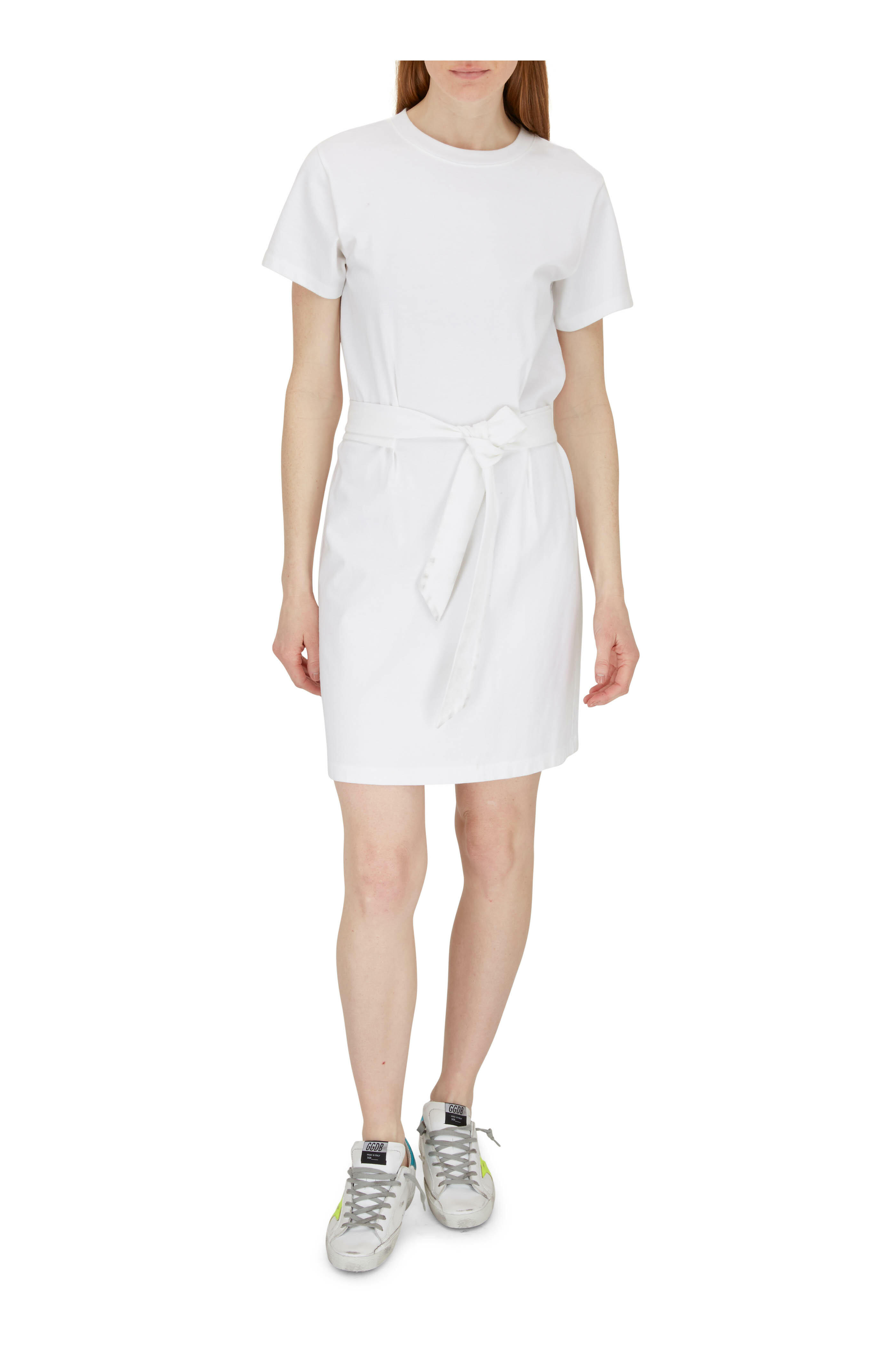 Tie-Waist Shirt Dress - Light Blue Short Sleeve Dress