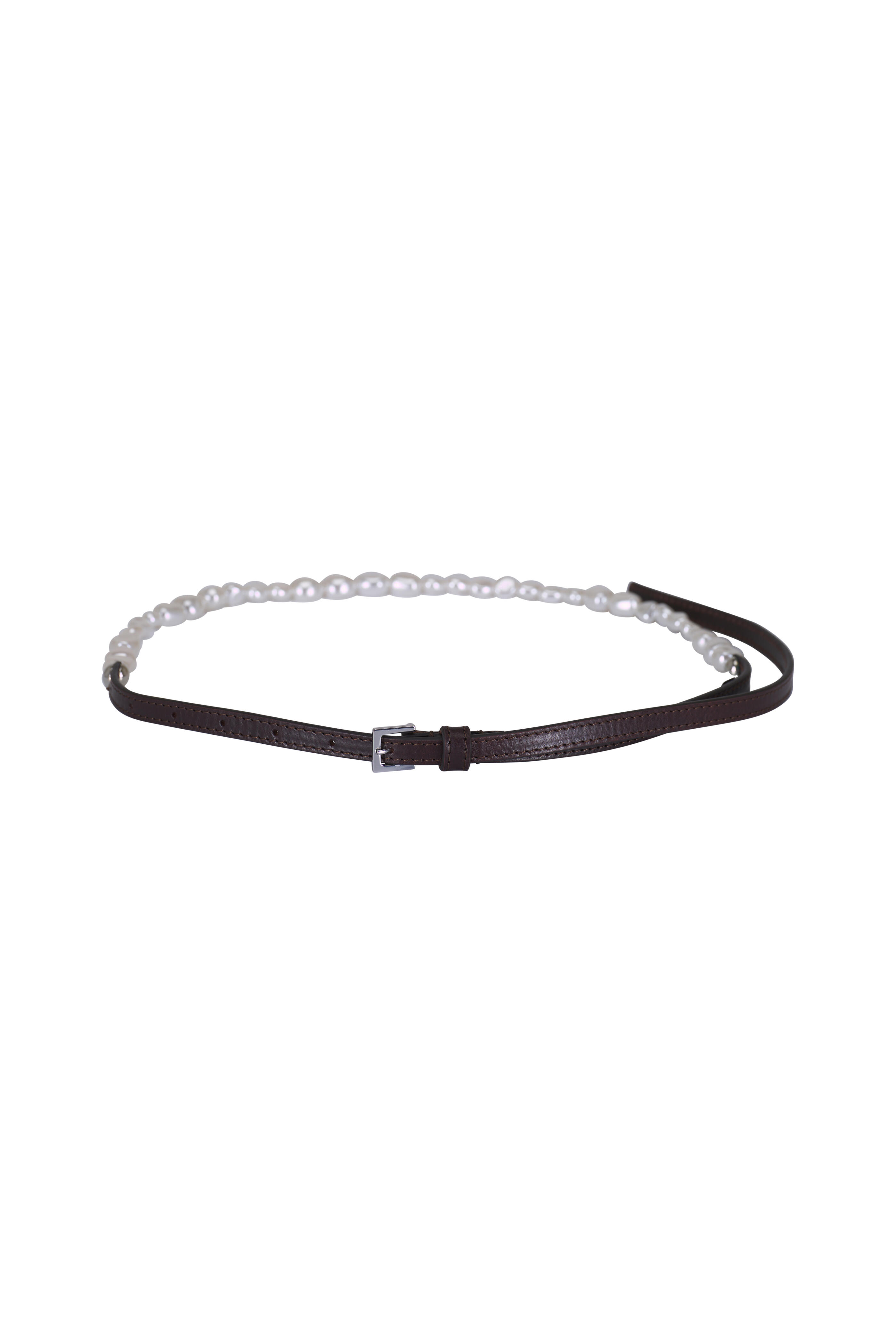 Dorothee Schumacher - Pearl Perfection Chocolate Leather Stud Belt, 10mm