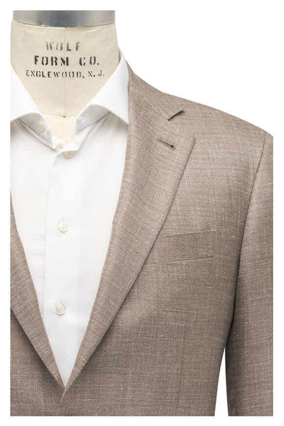 Canali Tan Horizontal Herringbone Sportcoat