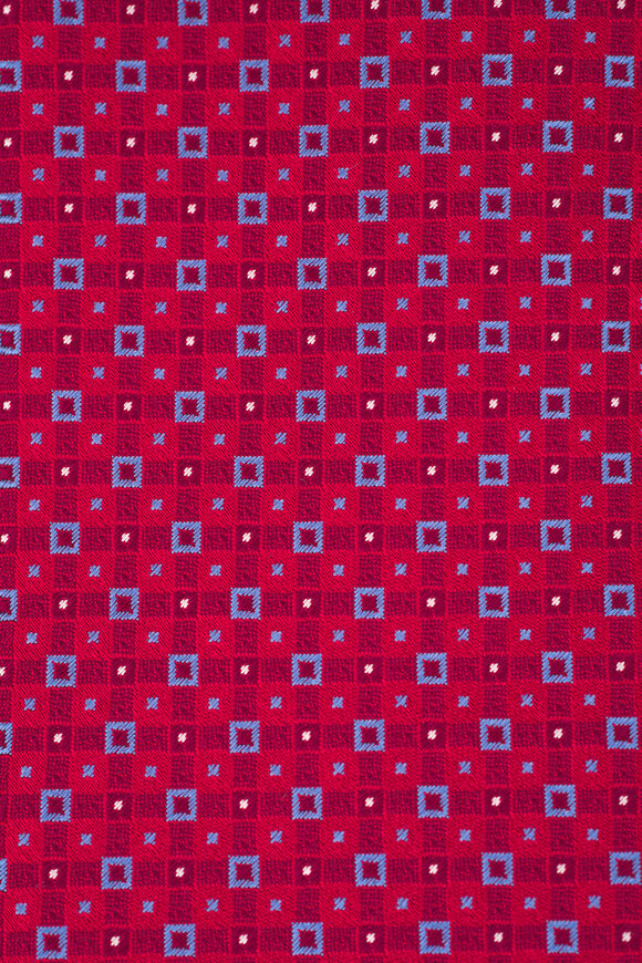 Eton - Red & Blue Geometric Print Silk Necktie 