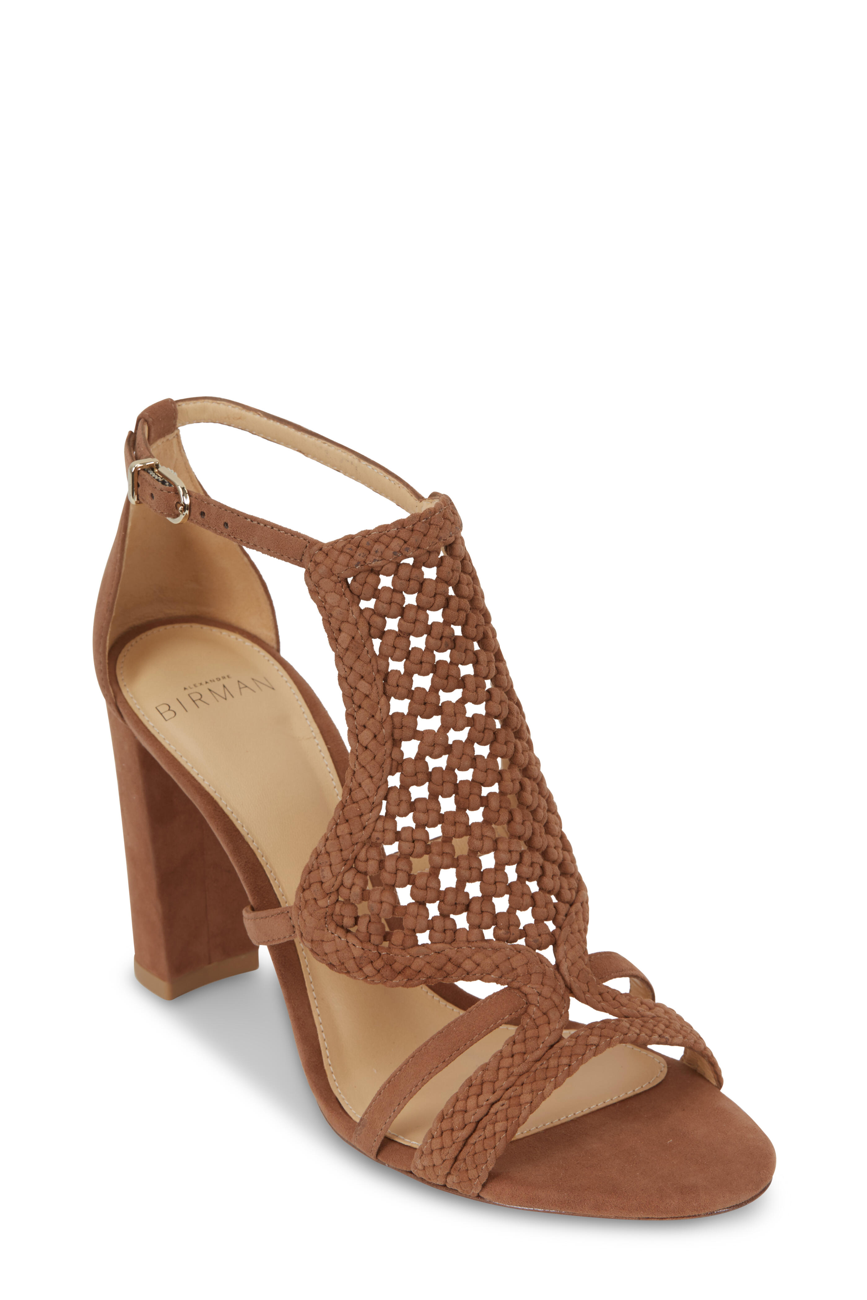 Alexandre Birman - Carmella Light Beige Woven Suede Sandal, 90mm