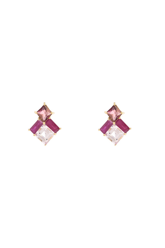 Carolina Neves Pink Tourmaline Stud Earrings