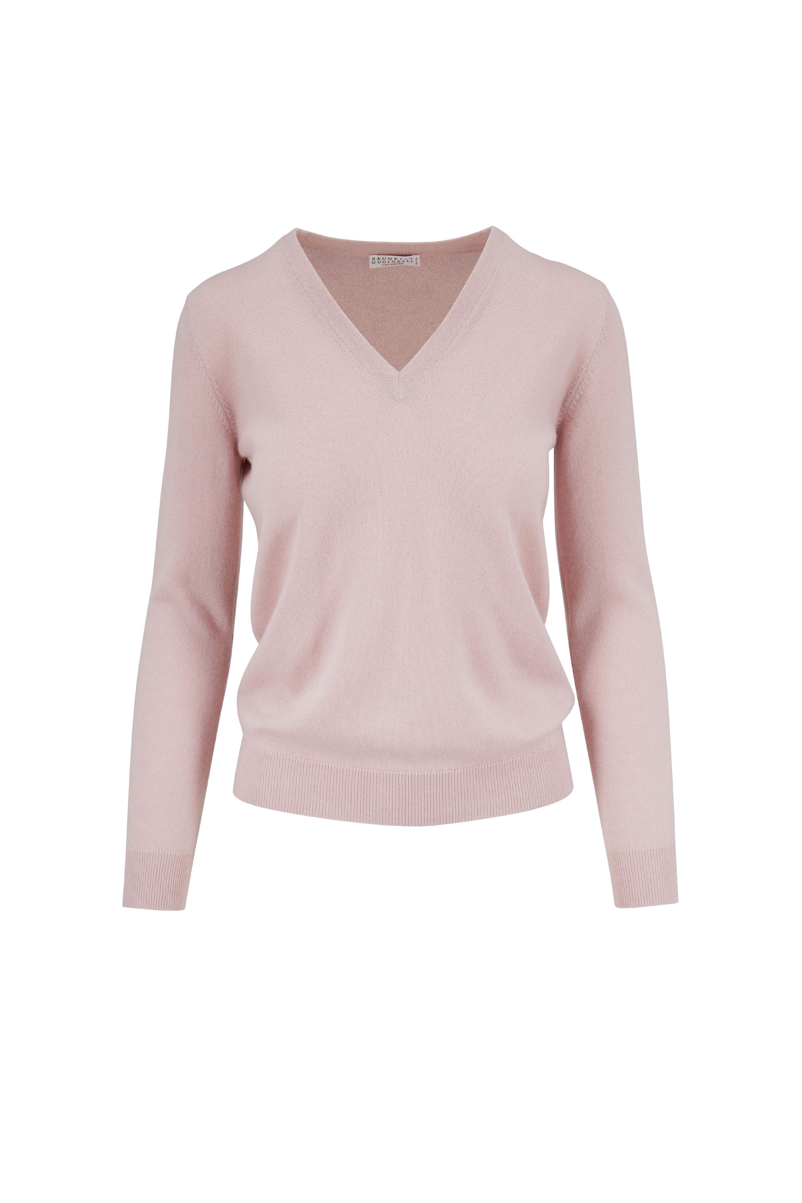 美品　Brunello Cucinelli グレー Vネック トップス L Brunello Cucinelli V-neck cashmere-silk Jumper | Grey