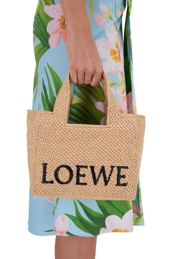 Loewe - Small Loewe Font Natural Raffia Tote 