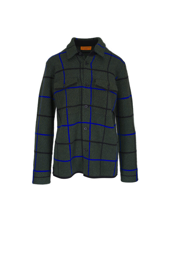 Guest in Residence Green Plaid Cashmere Work Over Shirt